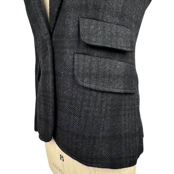 Ann Taylor Loft Womens Plaid Blazer Sz 6 Gray Office Career Preppy Old Money - Picture 5 of 15